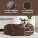 Bedsure Calming Dog Bed for Small Medium Dogs - Donut Washable Medium Pet Bed, 27 inches Anti-Slip Round Fluffy Plush Faux Fur Cat Bed, Coffee