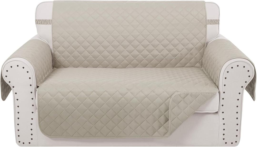 Reversible Loveseat Sofa Covers Couch Cover Furniture Protector(Loveseat Small,Beige/Beige)