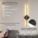 Battery Operated Wall Sconces Set of Two - Wireless Rechargeable Wall Light with Remote - Gold and Black Wall Lamp Dimmable Modern Home Decor for Bedroom Living Room Hallway Timing 31.5 Inch
