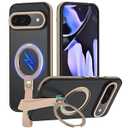 Mondelete 360°Spin Magnetic Stand with Silicone Strap for Google Pixel 9 Pro Case/ Pixel 9 Case [Fit for MagSafe], Mil-Grade Shockproof Translucent Pixel 9 Pro Phone Case with Ring Holder (Desert Gold)