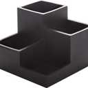 BINO | Multi Purpose 4 Compartment Organizer - Make up Organizer for Vanity - Makeup Holders for Bathroom - Toiletry Countertop - Toothbrush and Bathroom Accessories Holder - Matte Black