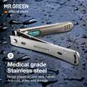 MR.GREEN Nail Clippers Curved Blades Fingernail Cutter Nippers Manicure Scissors Stainless Steel Pedicure Tools with Nail Flies (Medium-Blue)
