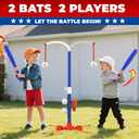 EagleStone 3-in-1 Toddler T Ball Set for Kids 3-5, 5-8, 2 Baseball Bats,Adjustable Height Hanging Tee,Tball Batting Stand,Ball Launcher. Outdoor/Indoor Baseball Toys for Toddlers, Backyard Sports Gift