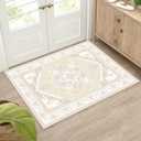 BESTSWEETIE 2x3 Area Rugs for Living Room Washable Non Slip Carpet Low Pile Soft Vintage Print Pattern Rug for Bedroom Dining Room Kitchen Entryway Indoor-Cream/Light Yellow/Brown/Blue/Red/Pink