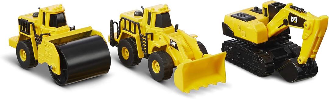 CAT Construction Toys CAT Construction Die Cast Metal 3 Pack Vehicles - Steam Roller/Excavator/Wheel Loader for Ages 3+