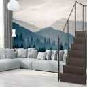 XMPMBM-Misty Forest Fabric Wallpaper Pine Forest Living Room Bedroom Bathroom wall Mural-W 88" X H 59"（36 Square Foot）, 88"x59"