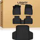 LASFIT Floor Mats & Trunk Mat for 10th Honda Accord Sedan 2018-2022 Gasoline & Hybrid, All Weather TPE Custom Fit Floor Liner, 1st & 2nd Row & Cargo Mat Full Set, Black