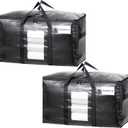 TAILI Extra Large Moving Bags, 2 Pack Black Heavy Duty Totes For Storage with Visible Window, Wrap Around Handles, Storage Bags for Space Saving, Alternative to Moving Boxes