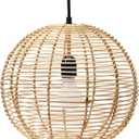 Modern Boho Handwoven Globe Rattan Pendant Light; Coastal Kitchen Lighting, Natural, 13.25" L x 13.25" W x 12" H