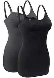 Lataly Seamless Nursing Tank Tops for Breastfeeding Padded Sleep Maternity Cami Bras, Small