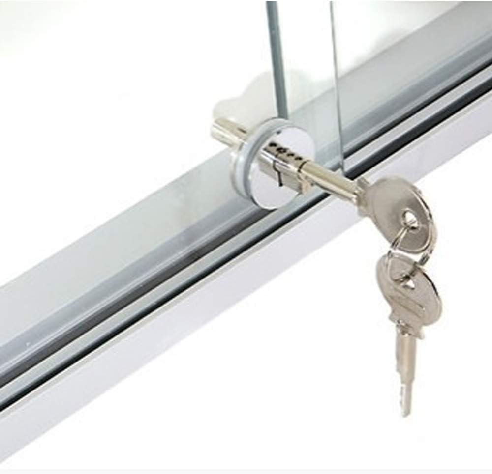 Glass Door Locks Sliding Round Lock for Glass Thickness 0.12"-0.23" for Commodity Display Collection cabinets Mobile Door Lock Jewelry Cabinet