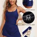 Aleumdr One Piece Swimsuits Women Swim Dress Skirted Tummy Control Bathing Suit Modest Swimwear with Pockets, L