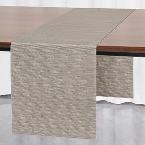 Myir JUN Table Runner, Vinyl Table Runner Indoor Arbitrarily Cropped Runner for Table Non-Slip Heatproof for Home Party (Golden Silver, 15 x 94 inch)