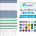 cabanana Turkish Beach Towel Oversized - 39"x71" Quick Dry Sand Free Thin Beach Towels for Adults,Extra Large Cotton Lightweigh Travel Towel for Beach Accessories (Blue Turquoise)