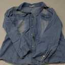 AvaCostume Women's Long Sleeve Double Pocket Slim-fit Jean Denim Shirt,  M