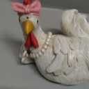 Yerliker Resin Chicken Figurine with Glasses Table Art Sculpture White Rooster Statue Funny Resin Figurine Decoration Rustic Country Kitchen Decoration for Home Office Desk