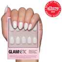 Glamnetic Press On Nails - White Swan | Opaque Classic Off White Short Oval Fake Nails, Salon Quality | 15 Sizes - 30 Nail Kit with Glue