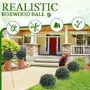 Yunlly Set of 2 Artificial Boxwood Topiary Ball Tree Fake Bushes Shrubs Outdoor Faux Plant with Ground Spike Flowers UV Resistance Greenery for Front Porch Garden Patio Indoor(Purple,27x18inch)