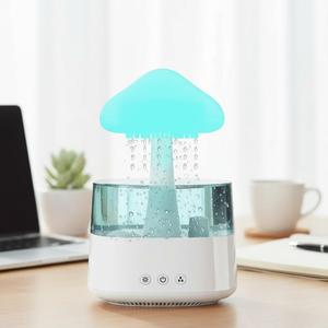 Cloud Rain Humidifier for Bedroom with Soothing Rain Sounds, Water Drip Mushroom Humidifiers 7 Colors Mood Raindrop Air Moisturizer Waterfall Night Light Sleep Aid Diffuser (White Cloud, CH08)