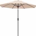 JEAREY 9FT Outdoor Patio Umbrella,Market Table Umbrella with 8 Fiberglass Ribs, Pool Umbrella with Tilt and Crank, UV Protection Lightweight & Wind-Resistant for Lawn, Garden, Deck and Backyard, Beige