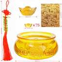 Qiandier Golden Treasure Basin Crystal Glass Figurine Chinese Decor for Home Office