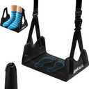 1 Pack No-Collapse Airplane Foot HammockAdjustable Foot Hammock for Plane Travel with Thick Bamboo Base, Lightweight Travel Footrest for Office, Flights(Black)