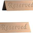Reserved Sign - Brushed Stainless Steel Free Standing Table Top Compliance Sign - Double Sided - 4.7 By 1.6 Inch - Set of 2 - Copper