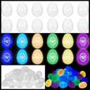 Wettarn 54 Pcs Glow in the Dark Easter Eggs Bulk Plastic Fillable Christian Religious Light up Easter Eggs Hunt Basket Stuffers Fillers for Party Favors Gifts Prize
