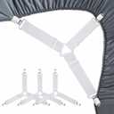 Bed Sheet Fasteners, Adjustable Mattress Suspenders, Mattress Cover Straps, Bed Corner Holder and Keepers and the Bed Sheet Grippers Clips (Triangle White Set of 4)