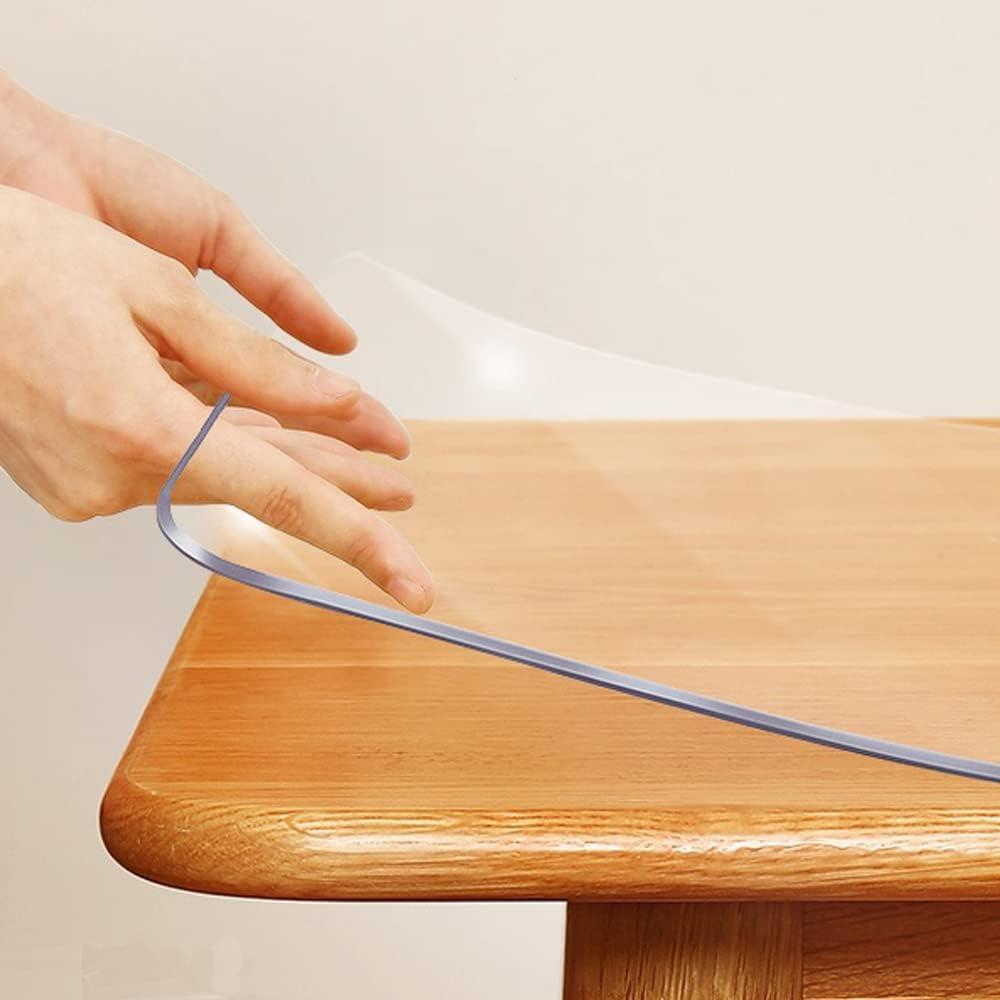 Rectangle 1.5mm Thick Wood Dining Table Protector Cover Mat Clear Plastic Tablecloth Pad Waterproof Wipeable Vinyl Desk Top Mat PVC Coffee Picnic Patio Table Mat Pad Desk Protector Pads 35.4x55 Inch (35.4"x55")