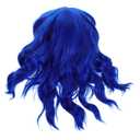 DECHOUS Womens Costume Wigs Short Wavy Curly Bob Wig with Bangs Synthetic Halloween Party Accessory Headgear Realistic Cosplay Hairpiece for Festivals Funny Costume Event Blue