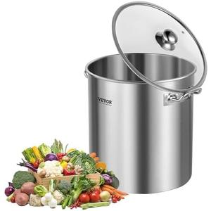 VEVOR Stainless Steel Stockpot, 24 Quart Cooking Pots, Cookware Sauce Pot with Lid, and Handle, Heavy Duty Commercial Grade Stock Pot, Sanding Treatment, for Steaming Boiling or Frying Silver