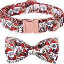 Lionet Paws Christmas Dog Bowtie Collar - Cute Cotton Adjustable Winter Dog Collar with Bowtie for Small Medium Large Dog Girl Boy Gift, XS, Neck 8-12in