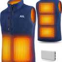 Heated Vest with Battery Pack, Warming Fleece Electric Vest for Men, Mens Heated Vests Rechargeable (Large, Blue)