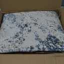 5ft Round Area Rug Living Room Rugs - 5x5 Washable Large Soft Indoor Neutral Modern Abstract Low Pile Rug Carpet for Bedroom Dining Room Farmhouse Home Office - Beige Blue