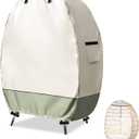 Outdoor Egg Chair Covers with Double Zipper,Waterproof Dust Proof Anti-UV Egg Chair Cover for Wicker Patio Basket Chair(Beige & Green,Cover Only) (45.3"L *25"W*55.1"H)