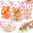 Fuutreo 50 Pcs Christmas Candy Gift Bags Xmas Clear Sealing Pouches with Handles Resealable Red Christmas Plastic Bag for Xmas Winter Holiday Party Snack Gift Wrap Supplies Decoration (Candy)