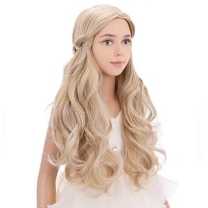 Kids Blonde Wig Child Wig Long Wavy Wigs for Kids Heat Resistant Synthetic Hair Girls Cosplay Costume Wigs (Blonde)