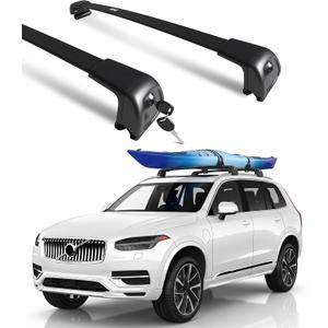 Roof Rack Crossbars for 2016-2026 Volvo XC90 & Hybrid with Flush Roof Rail | Lockable Aluminum Rooftop Cross bars, 165 lbs Dynamic Capacity, Quiet, Sunroof-Friendly Cargo Bars for Kayak Bike Luggage Ski