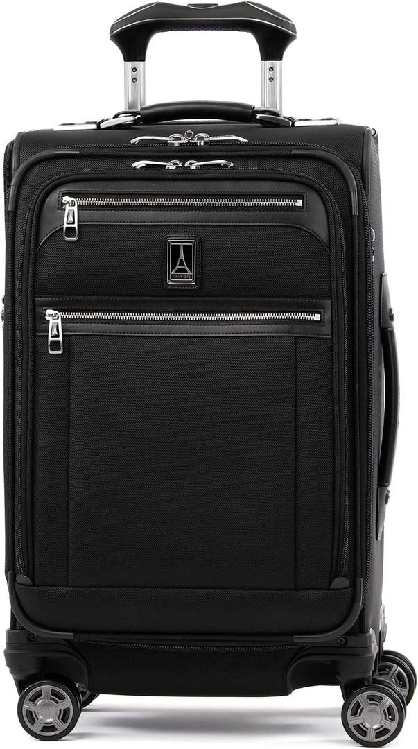 Travelpro Platinum Elite Softside Expandable Carry on Luggage, 8 Wheel Spinner Suitcase, USB Port, Suiter, Men and Women, Shadow Black, Carry On 21-Inch