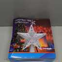 Christmas Tree Topper Lighted with 6 Patterns Projector, Christmas Star Tree Topper Built-in 3D Glitter LED Rotating Lights, Hollowed Christmas Tree Ornament for Xmas Party Holiday Decoration(Silver)