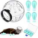 Cat Muzzle for Grooming Cat Adjustable Hood with Paw Covers, Kitten Breathable Anti Bite Muzzles Anti Scratch Boots Silicone Pussy Shoes Boots Kitten Paw Protector for Pet Bathing Shaving(Large)