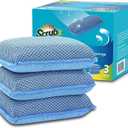 Miracle Microfiber Kitchen Sponge by Scrub-It - Non-Scratch Heavy Duty Dishwashing Cleaning sponges- Machine Washable - (Blue)