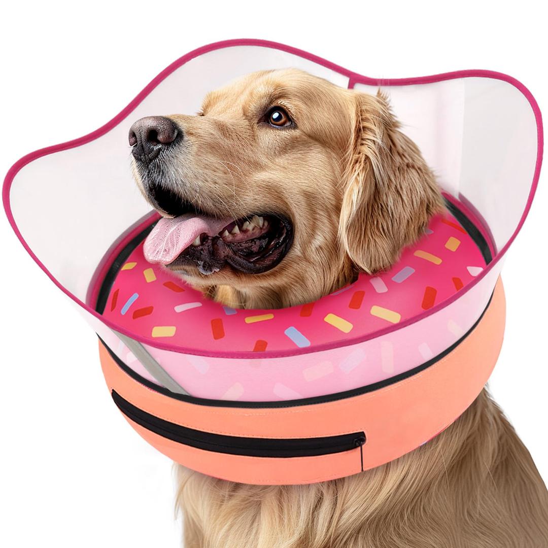 Supet Raised Inflatable Dog Cone Collar to Stop Licking, Soft Dog Cone Alternative After Surgery, Doggie Neck Donut Collar, Size XL