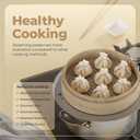 Prime Home Direct Bamboo Steamer Basket 12-Inch | 2-Tier | 100% Organic Bamboo | Complete Kit: 50 Liners, Chopsticks & Ceramic Sauce Dish | Steam Dumplings, Bao Buns, Dim Sum, Vegetables
