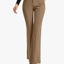 FUNYYZO Dress Work Pants Women's Stretchy Bootcut Leg Button Slacks Trousers with Pockets Casual Outfits Size S