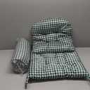 Outdoor Patio Cushion, Rocking Chair Cushion, Tufted Pads, Set of Upper and Lower with Ties Pack of 2 (2 Sets) - Back 20"17", Seat 17"17" (Green Houndstooth)