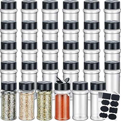 Eccliy 12 Pack 3 oz Clear Plastic Spice Jars with Label and Shaker Lids Empty Spice Bottles Seasoning Containers Seasoning Jars Shaker Condiment Pots for Pepper Herbs Powders(Black)