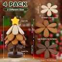 Wooden Tree Trivets for Hot Dishes, Christmas Tree Shape Trivet Set of 4 for Hot Pot Pans, Wood Coasters for Bowls Teapots Drinks Plates, Home Table Decor(Walnut Wood)