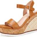 Women's Espadrille Wedge Platform Sandals Open Toe Ankle Buckle Strap Casual Summer Shoes (8, 02 Brown)